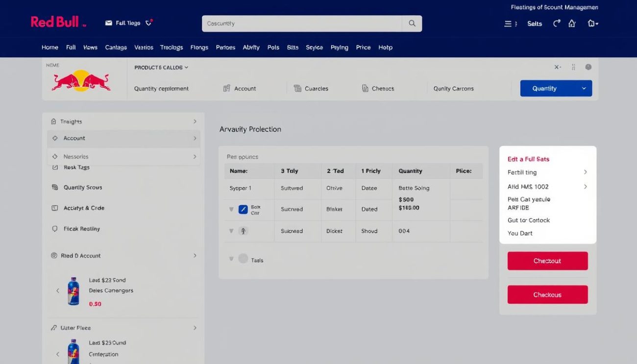 B2B online ordering platform for Red Bull wholesale showing the digital procurement process