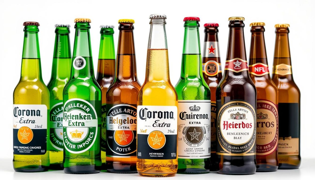 Corona Extra beer alongside other premium beer brands for wholesale price comparison