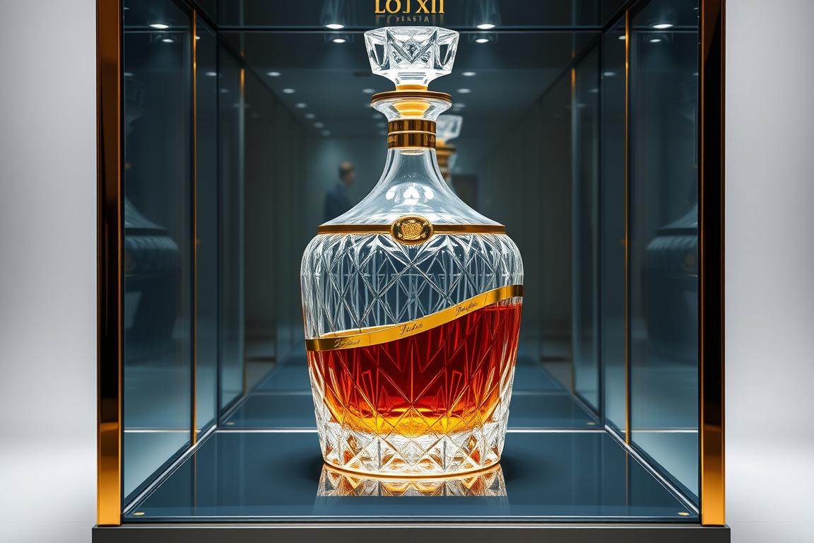 Louis XIII 6L Methuselah decanter in display case