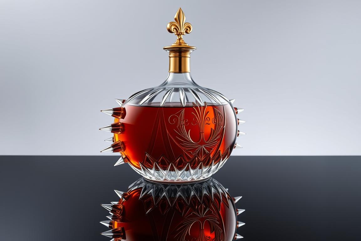 Louis XIII classic crystal decanter with gold neck and fleur-de-lis stopper