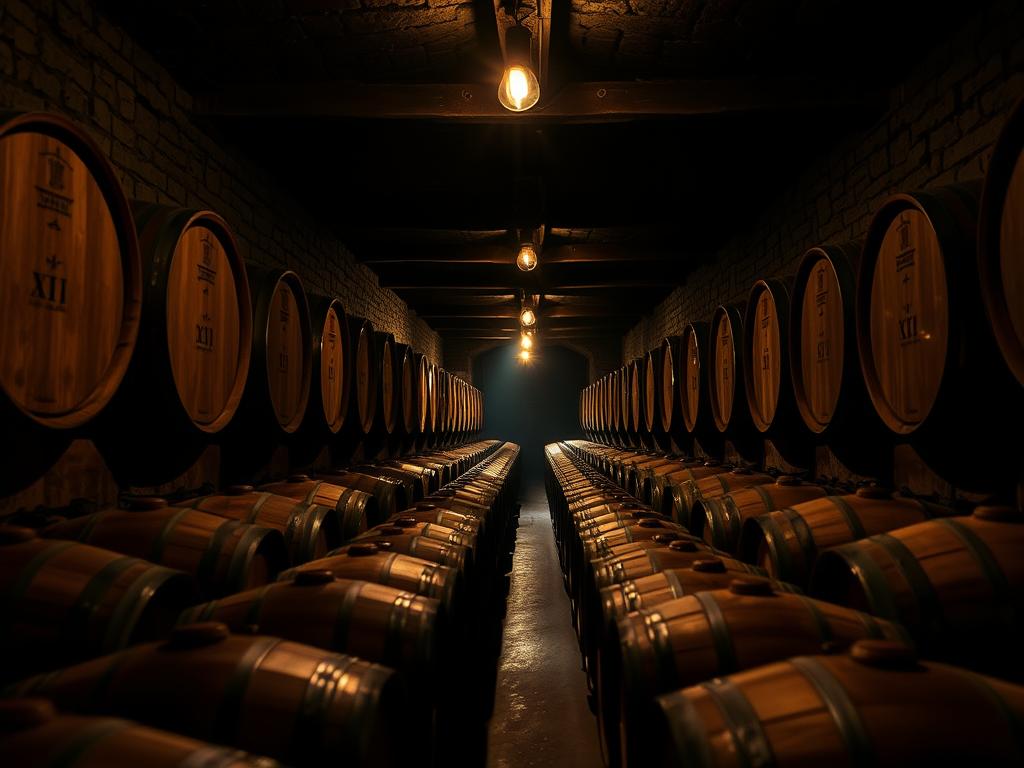 Louis XIII cognac aging in oak tierçons in the cellar