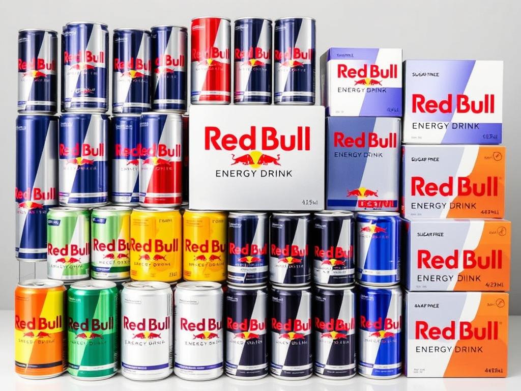 Red Bull Energy Drink wholesale product range showing different variants and packaging options