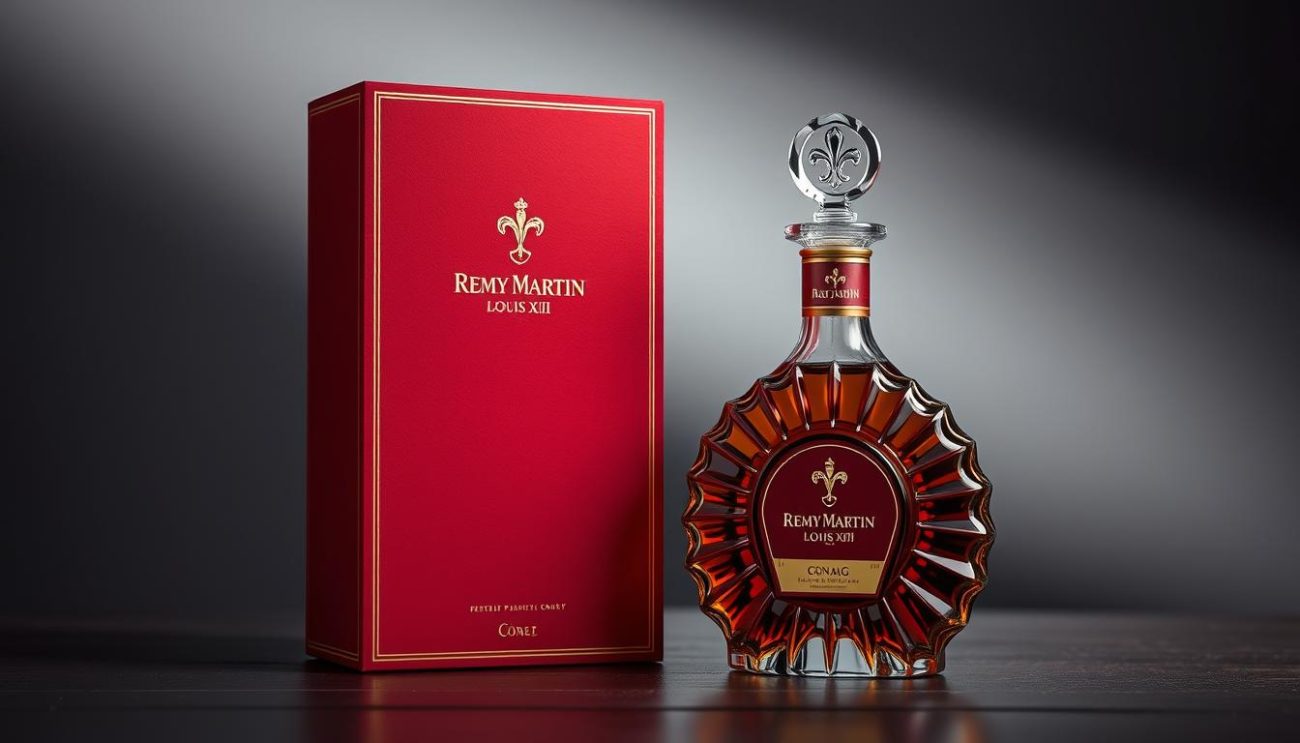 Remy Martin Louis XIII Cognac classic decanter with crystal stopper and elegant packaging