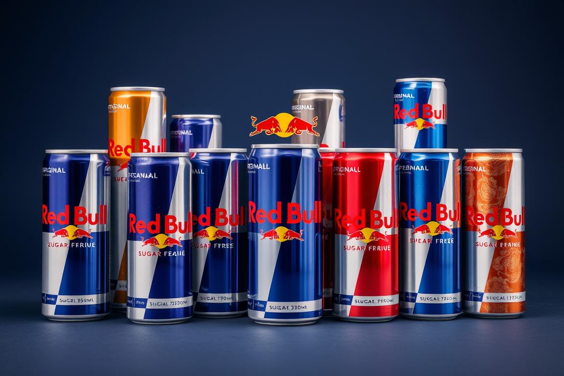 Various Red Bull product varieties including original, sugar-free, and special editions available for bulk purchase