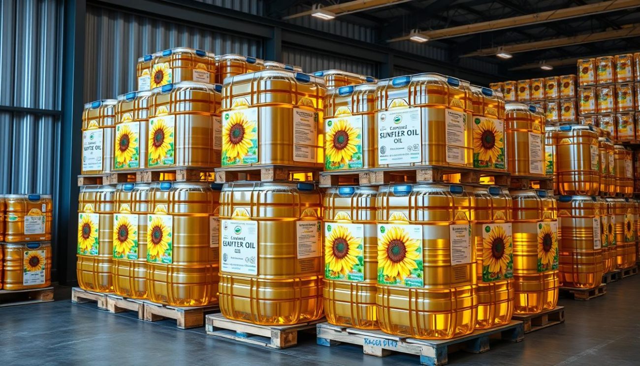 Bidones de aceite de girasol al por mayor listos para exportación internacional