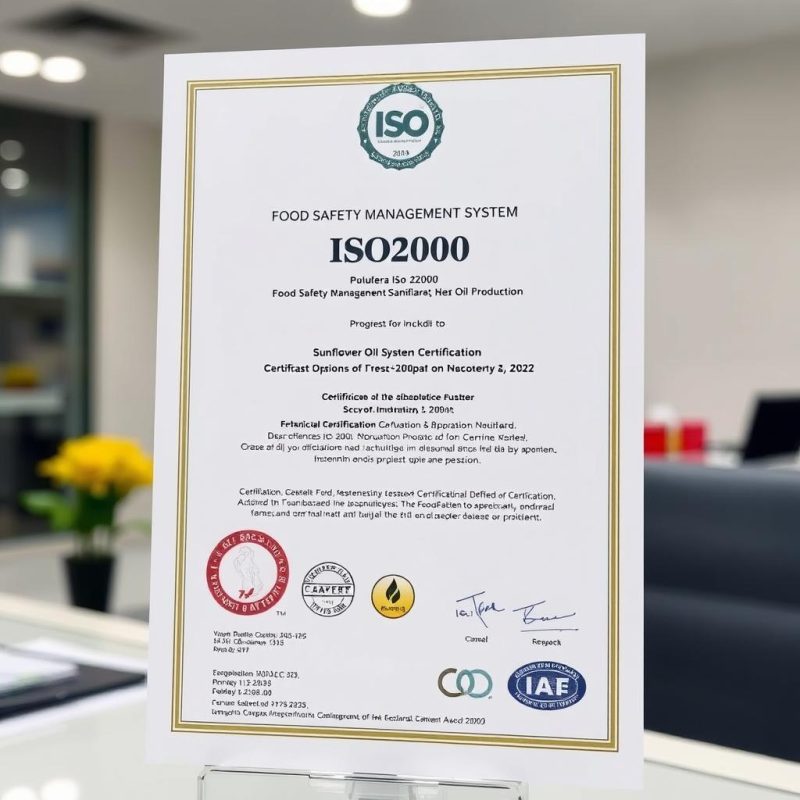 Certificación ISO 22000 para aceite de girasol al por mayor