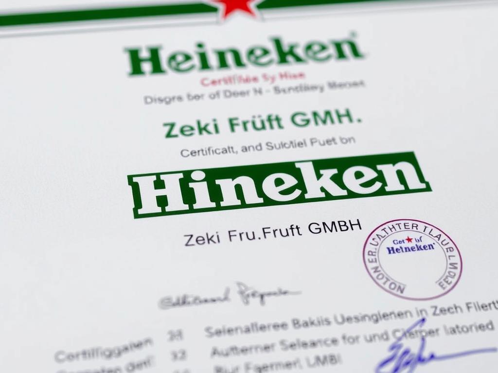 Certified Heineken Wholesale Distributor Certificate Certified Heineken Wholesale Distributor Certificate