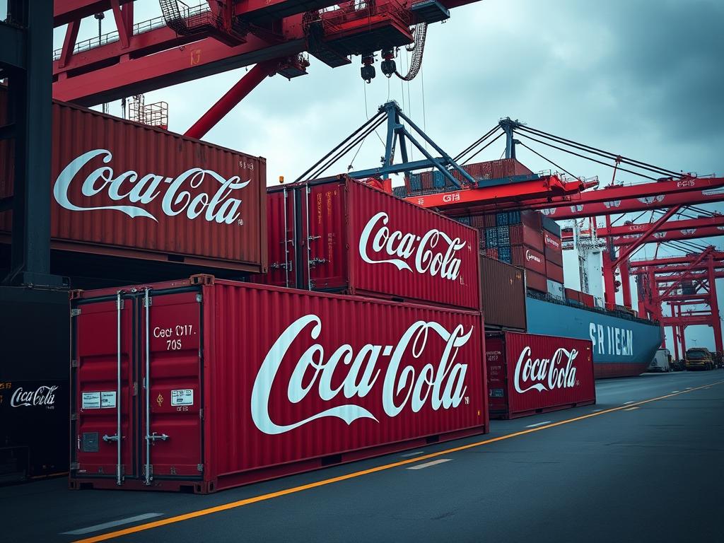 Coca-Cola wholesale shipping containers being loaded for international export