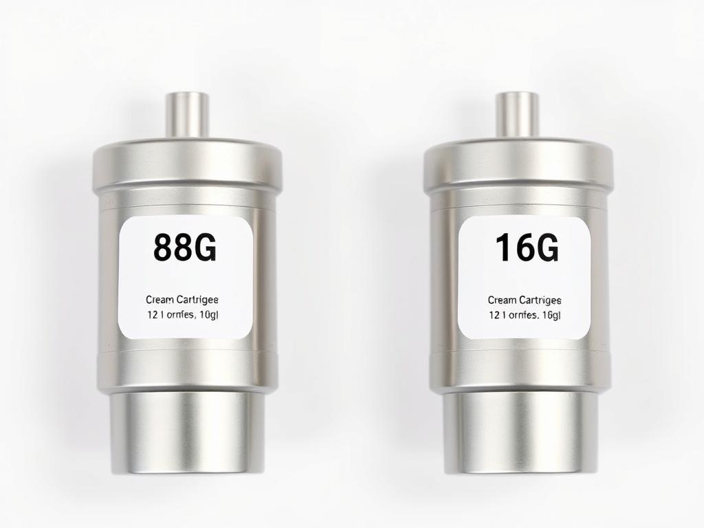Comparison of 8g and 16g cream chargers side by side