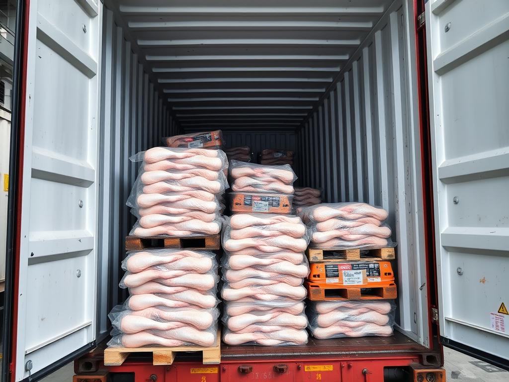 Container đông lạnh chứa pallet chân gà đông lạnh nhập khẩu