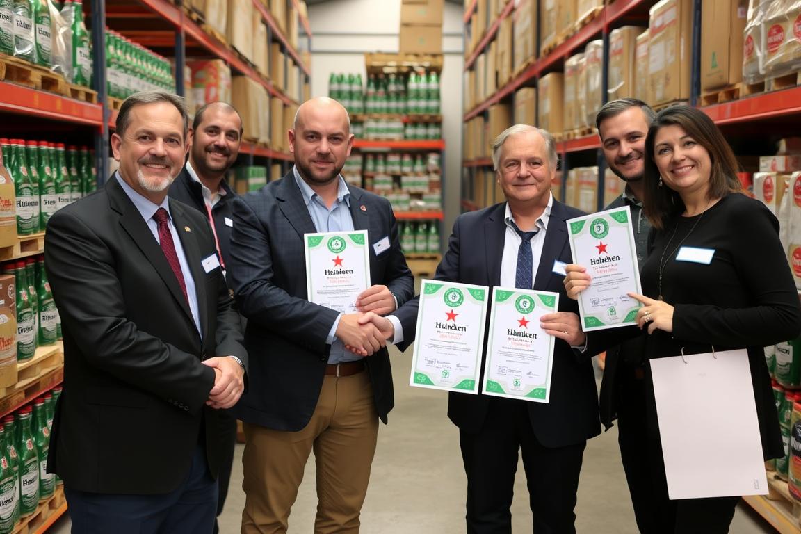 Équipe professionnelle de Zeki Frucht GmbH avec certification Heineken en gros