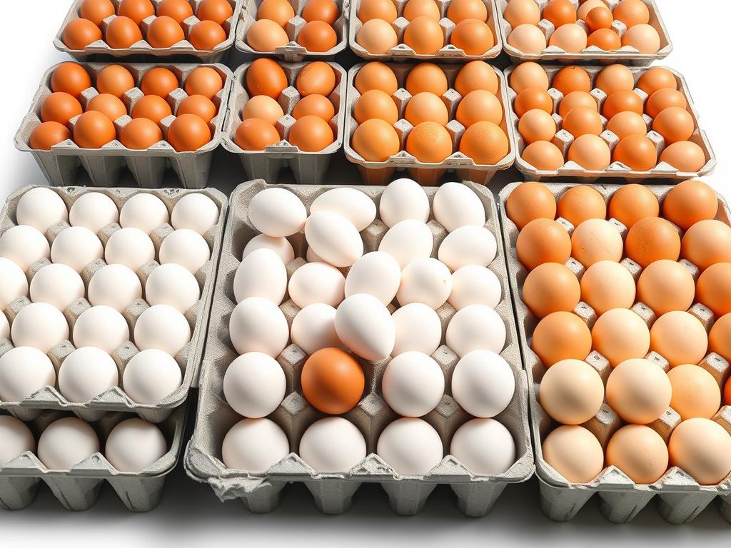 Fresh table eggs wholesale in various sizes displayed in cartons showing small, medium and large options