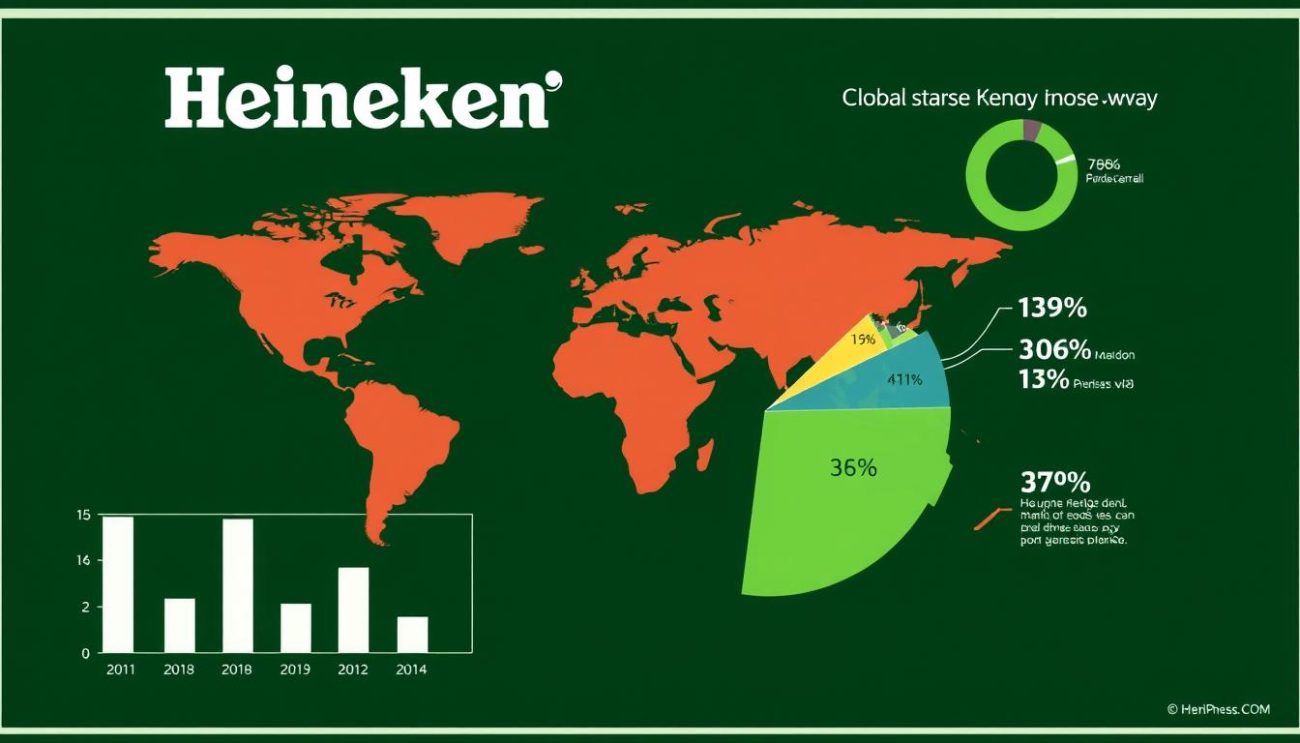 Graphique illustrant la part de marché mondiale de Heineken en gros