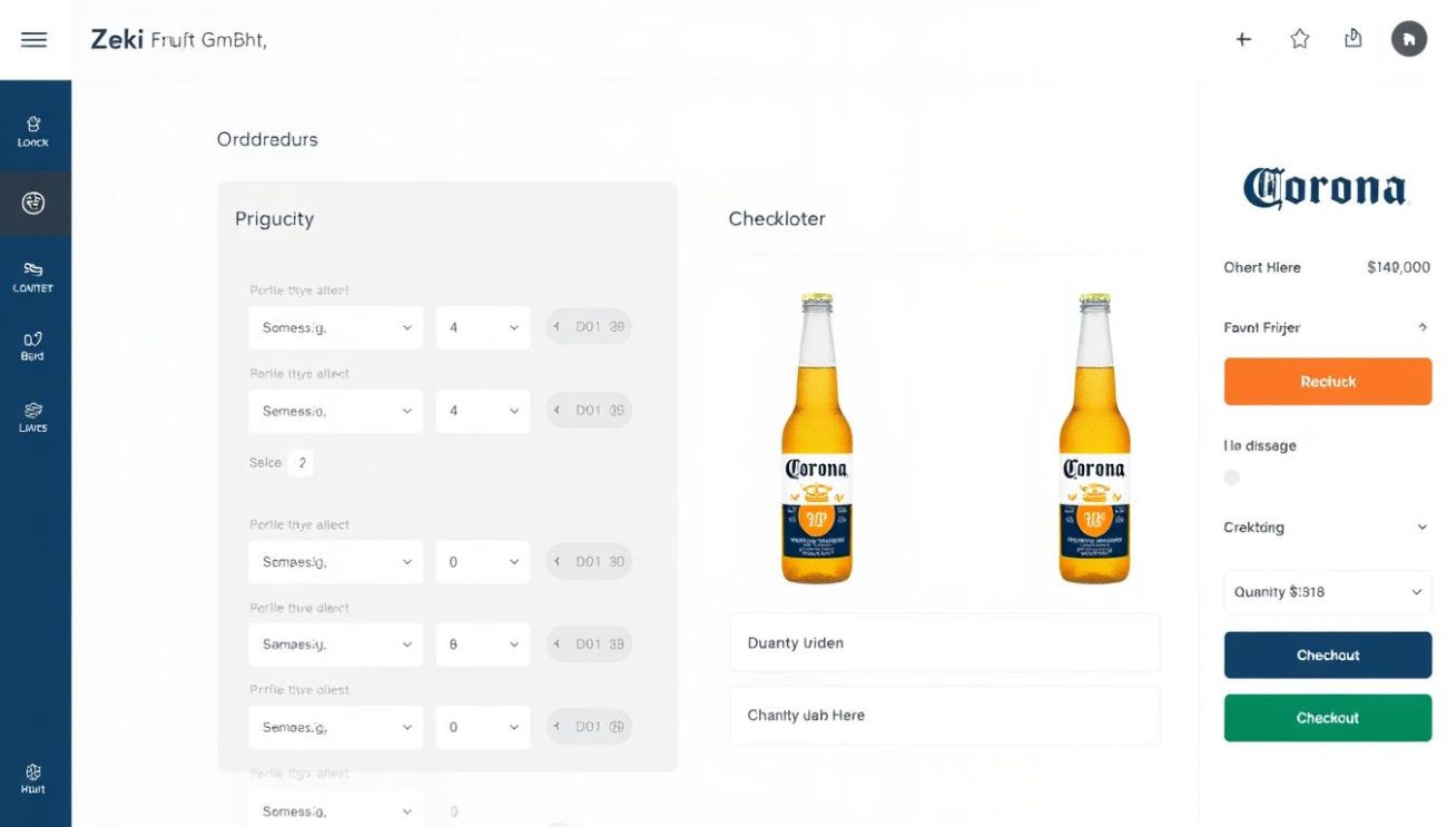 Interface de commande B2B pour acheter de la bière Corona en gros