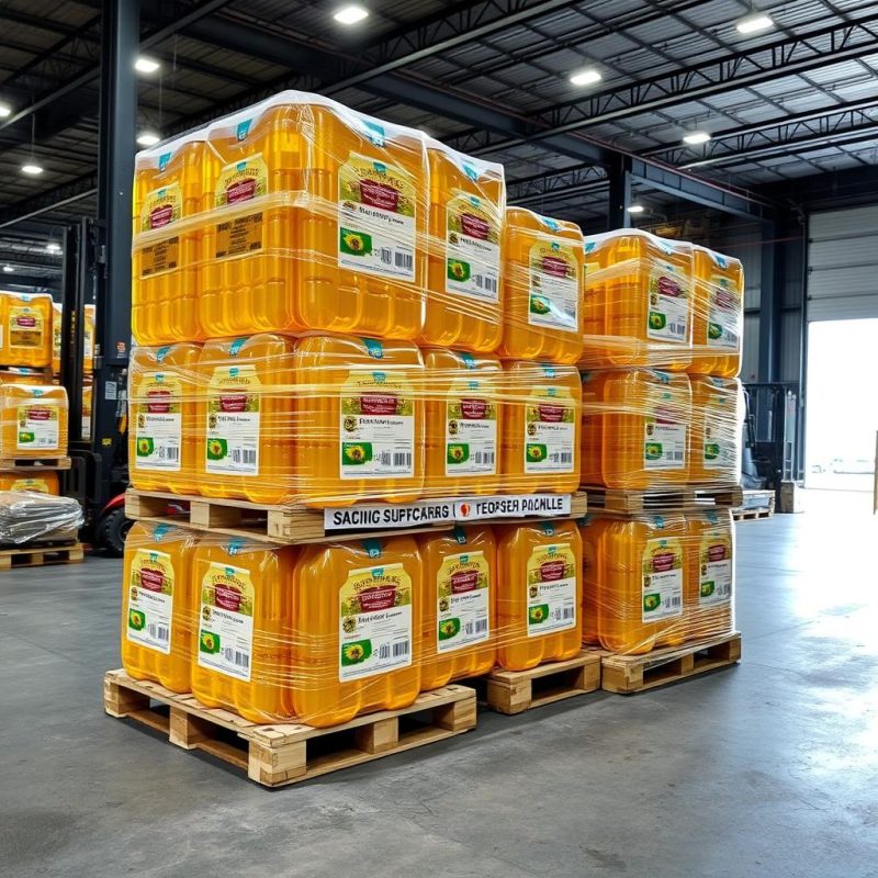 Pallets de aceite de girasol al por mayor listos para exportación internacional