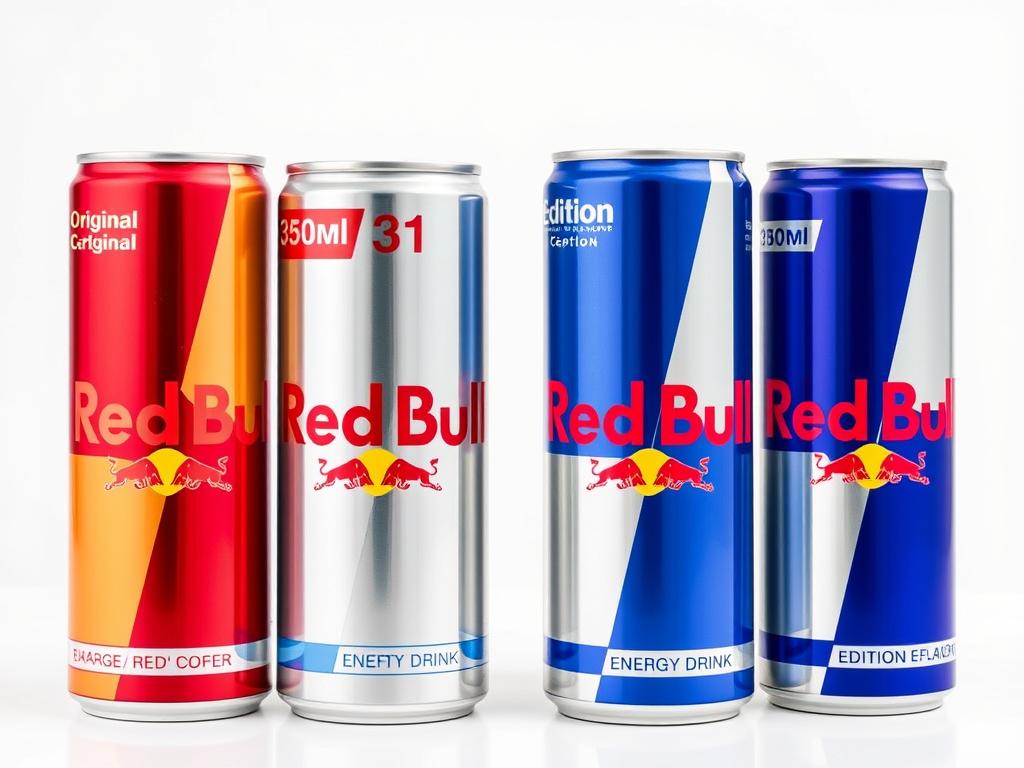 Red Bull Energy Drink can sizes comparison showing 250ml and 330ml options Red Bull Energy Drink can sizes comparison showing 250ml and 330ml options