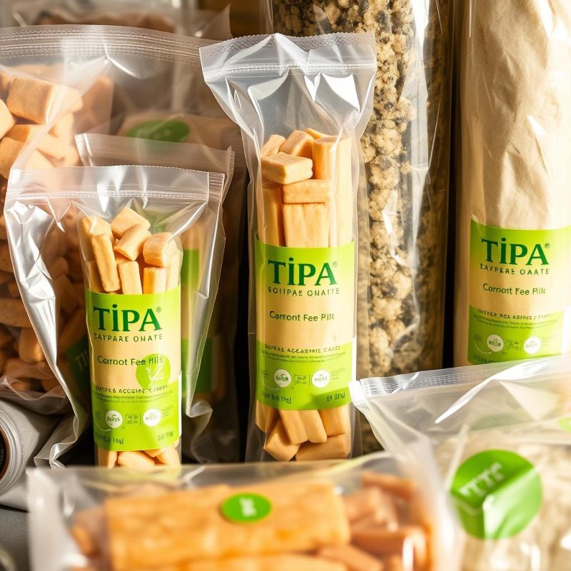 TIPA compostable packaging films and wraps for sustainable food packaging