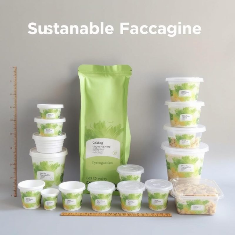 Various sizes of sustainable food packaging containers available from wholesale distributor