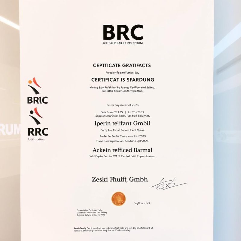 BRC Global Standard certification for food safety - Zeki Frucht GmbH