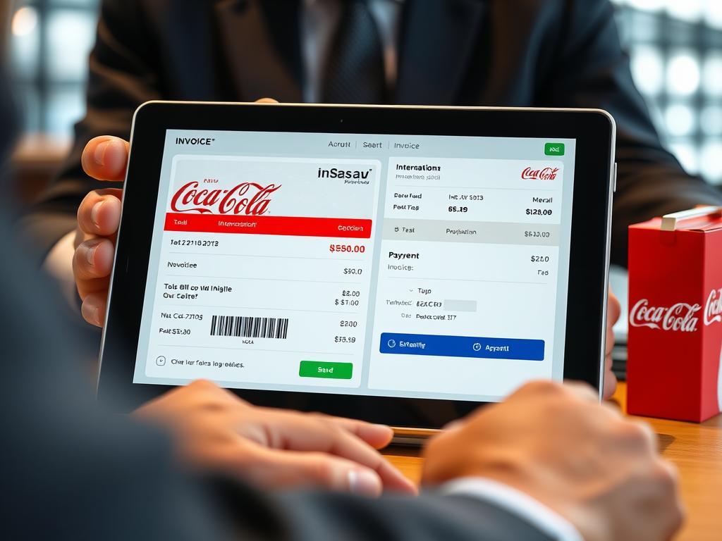 Business payment transaction for coca cola wholesale supplier middle east