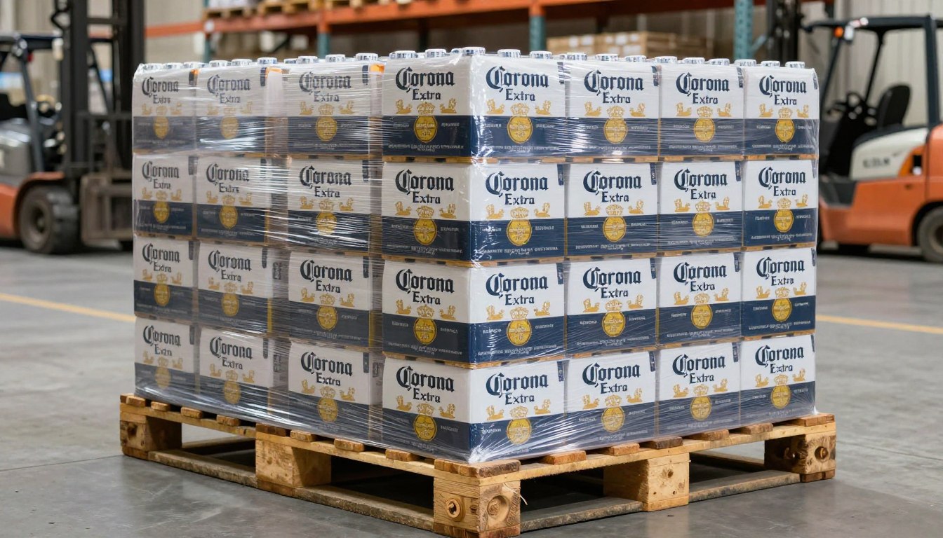 Corona Extra beer bottles and packaging for wholesale distribution in Sweden