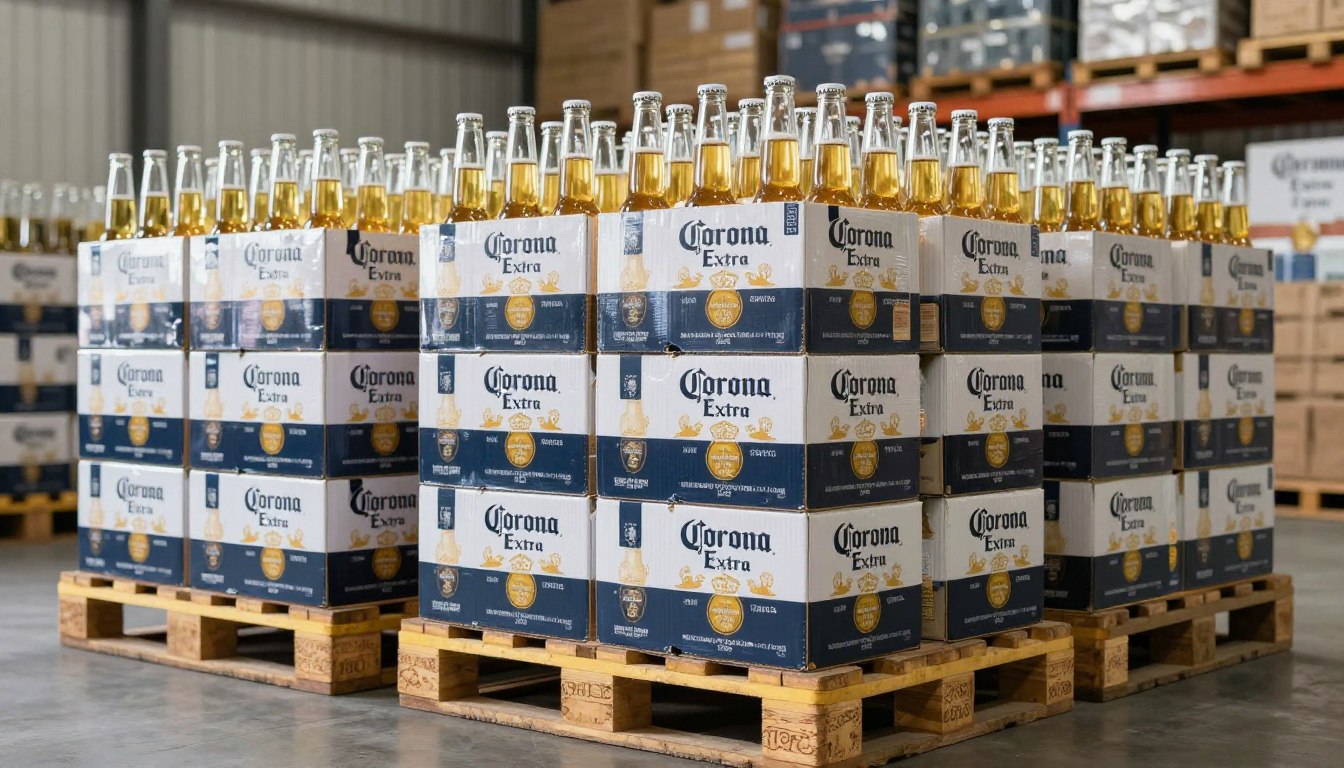 Pallets de cerveza Corona al por mayor listos para exportación internacional