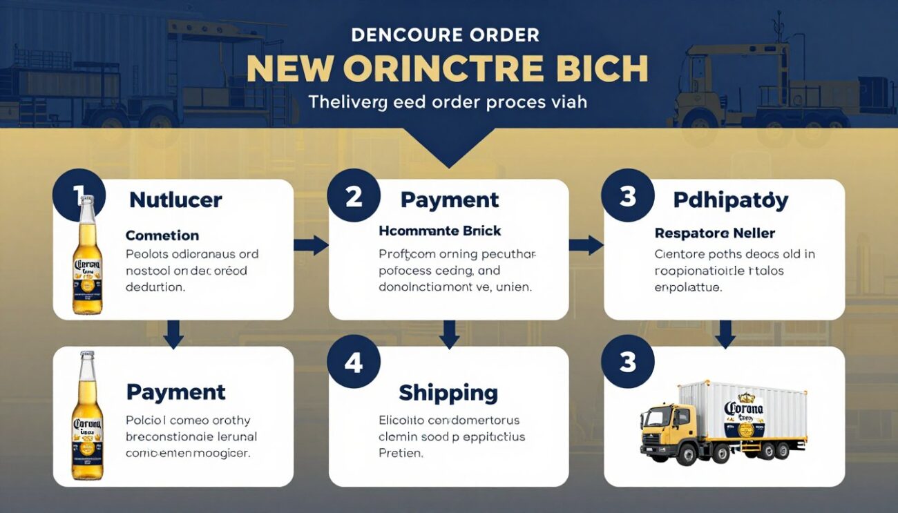Proceso de pedido internacional de cerveza Corona al por mayor