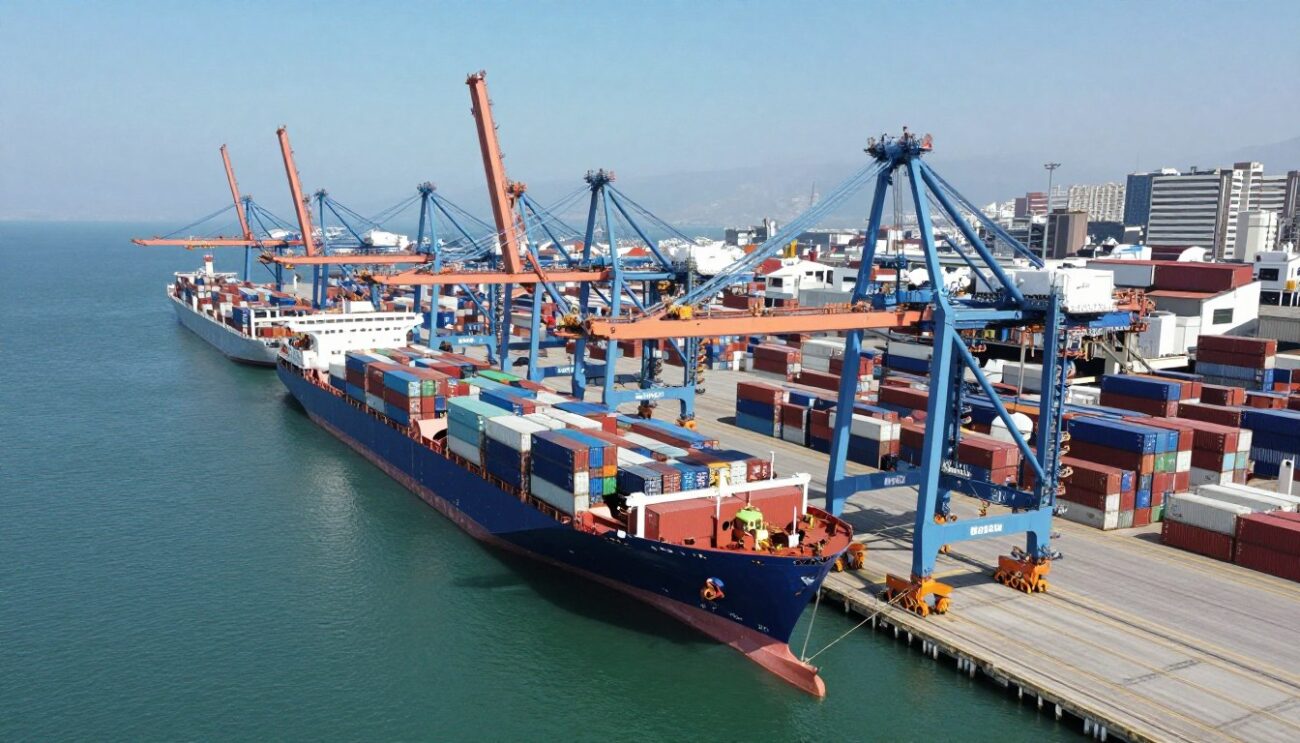 Puerto de San Antonio recibiendo contenedores de importación de cerveza Corona Extra