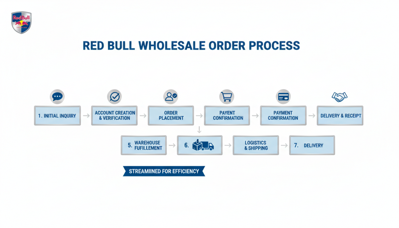 Red Bull pallets Canada wholesale order process visualization in English