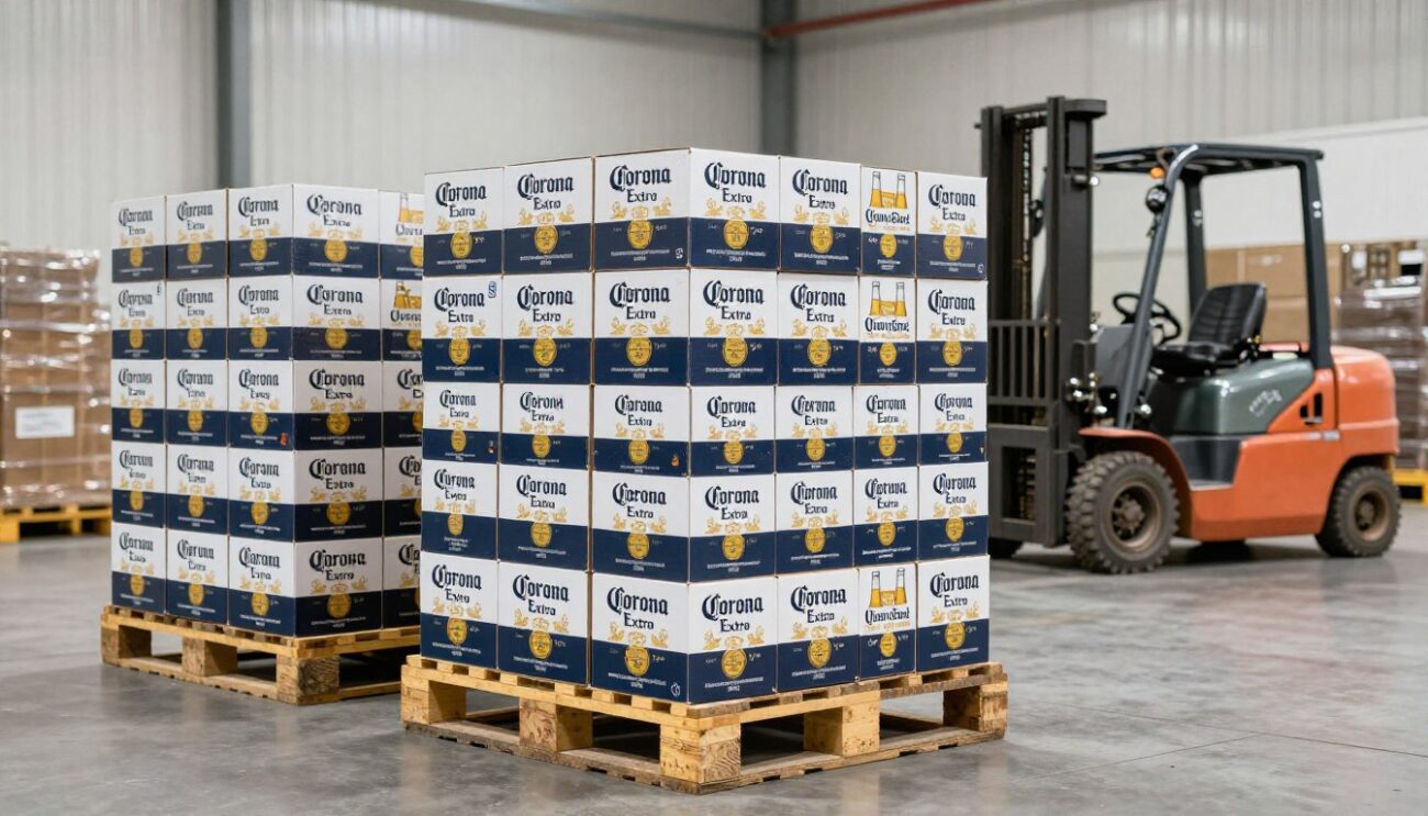 Паллеты с пивом Corona Extra готовые к оптовой отгрузке
