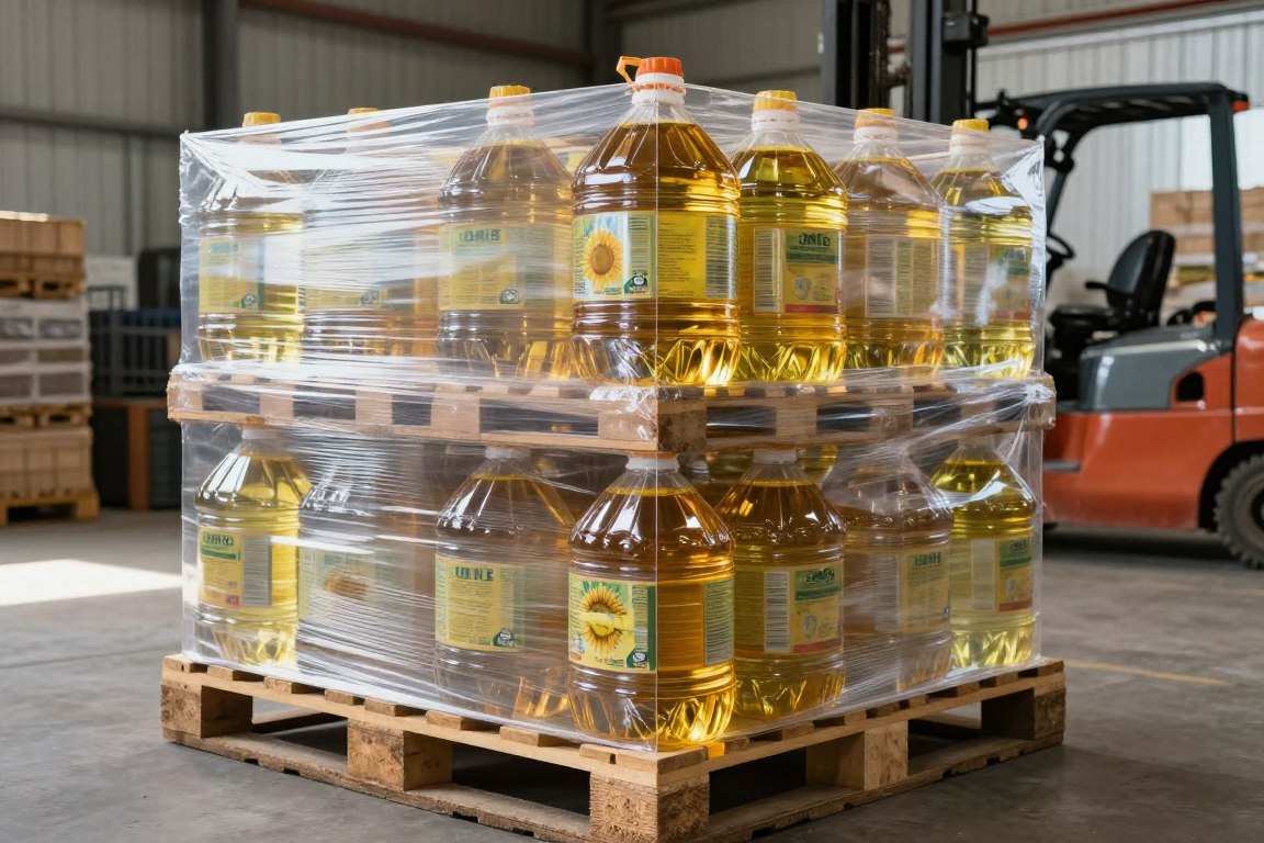 Aceite de girasol al por mayor México - Pallets de envases de 5L y 10L