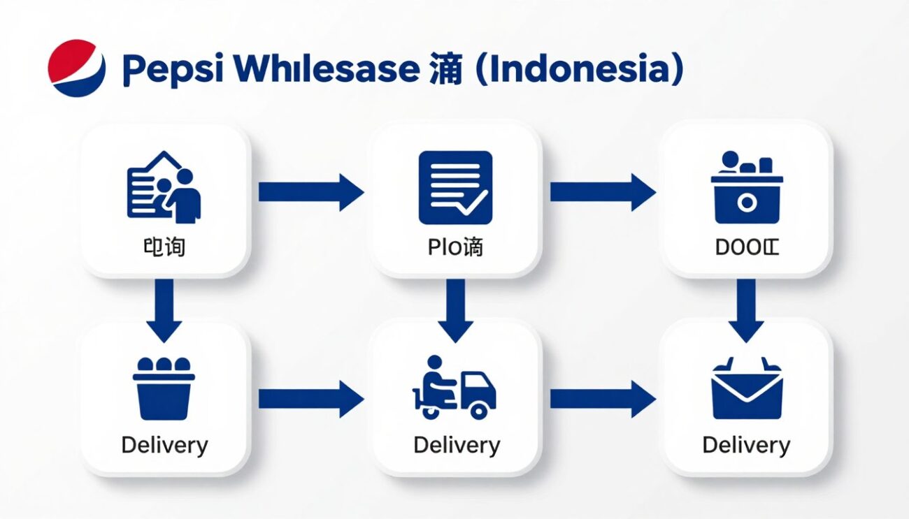Alur kerja pemesanan Pepsi grosir untuk importir Indonesia