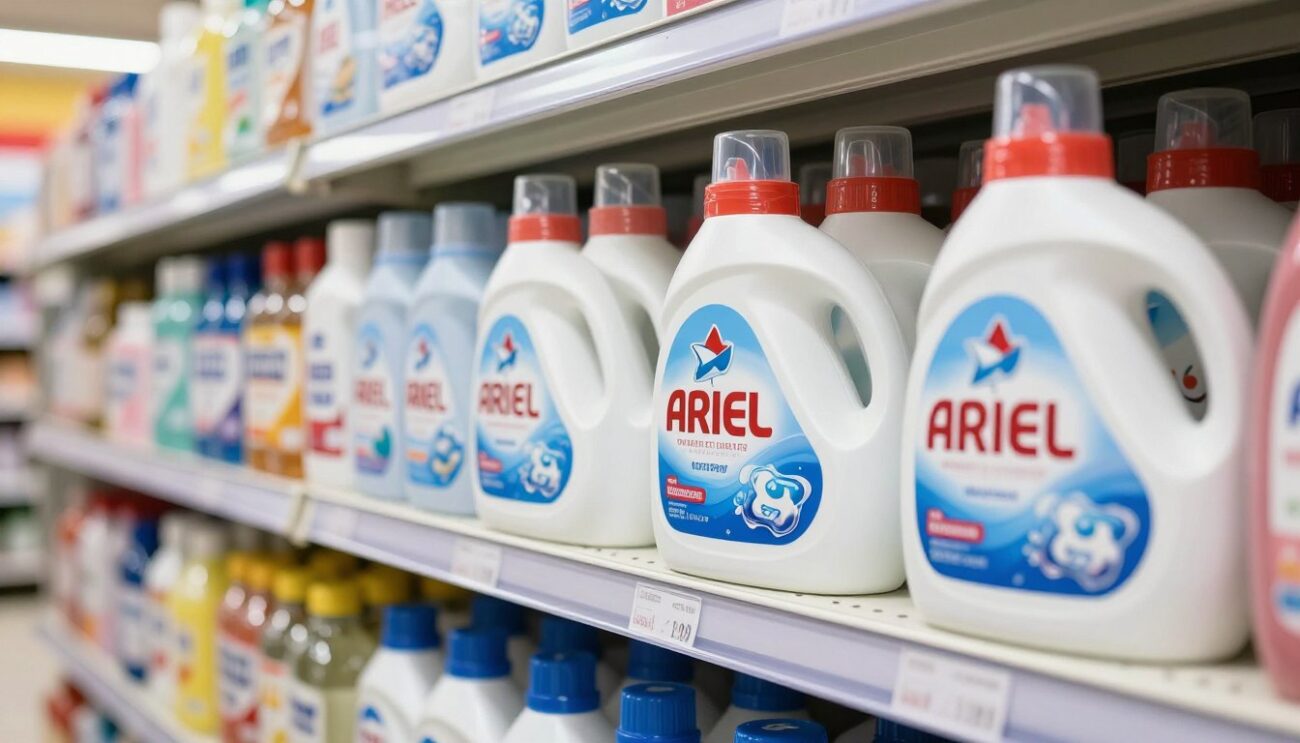 Ariel detergent brand products in retail environment