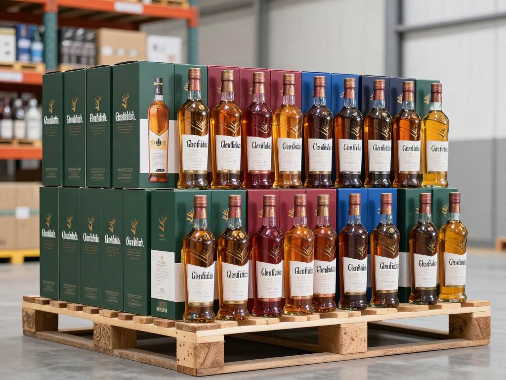 Botellas de Glenfiddich al por mayor Costa Rica en embalaje de exportación