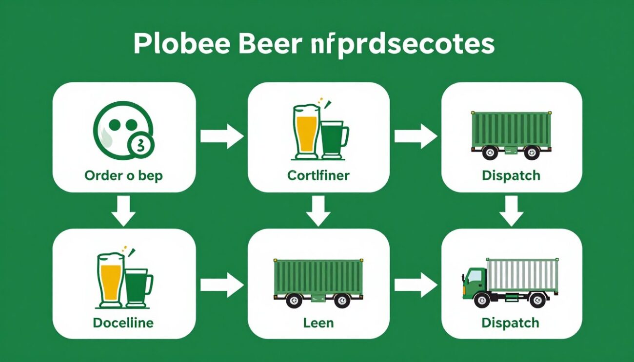 Bulk supply workflow infographic showing heineken wholesale supplier coordination process steps