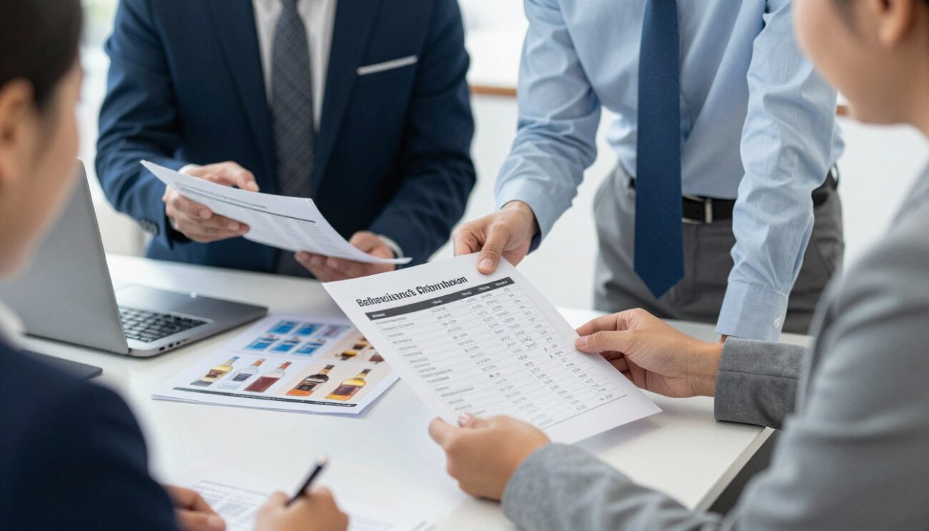 Business professionals preparing Pepsi wholesale quotation for UAE distributor