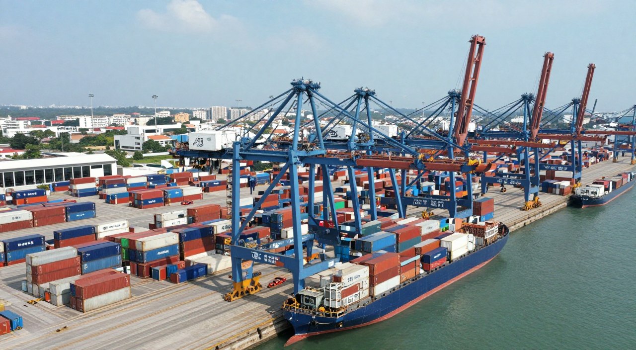 Cảng container Cát Lái với hoạt động bốc xếp hàng hóa nhập khẩu