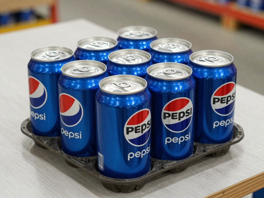 Close-up of a Pepsi 24-can tray showing the product packaging and arrangement