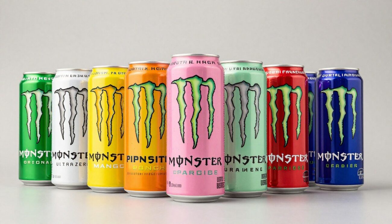 Complete range of Monster Energy flavors available for wholesale import to Indonesia