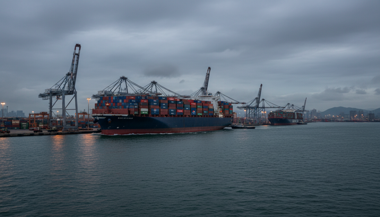 Container ship arriving at Kaohsiung port with Pepsi wholesale cargo