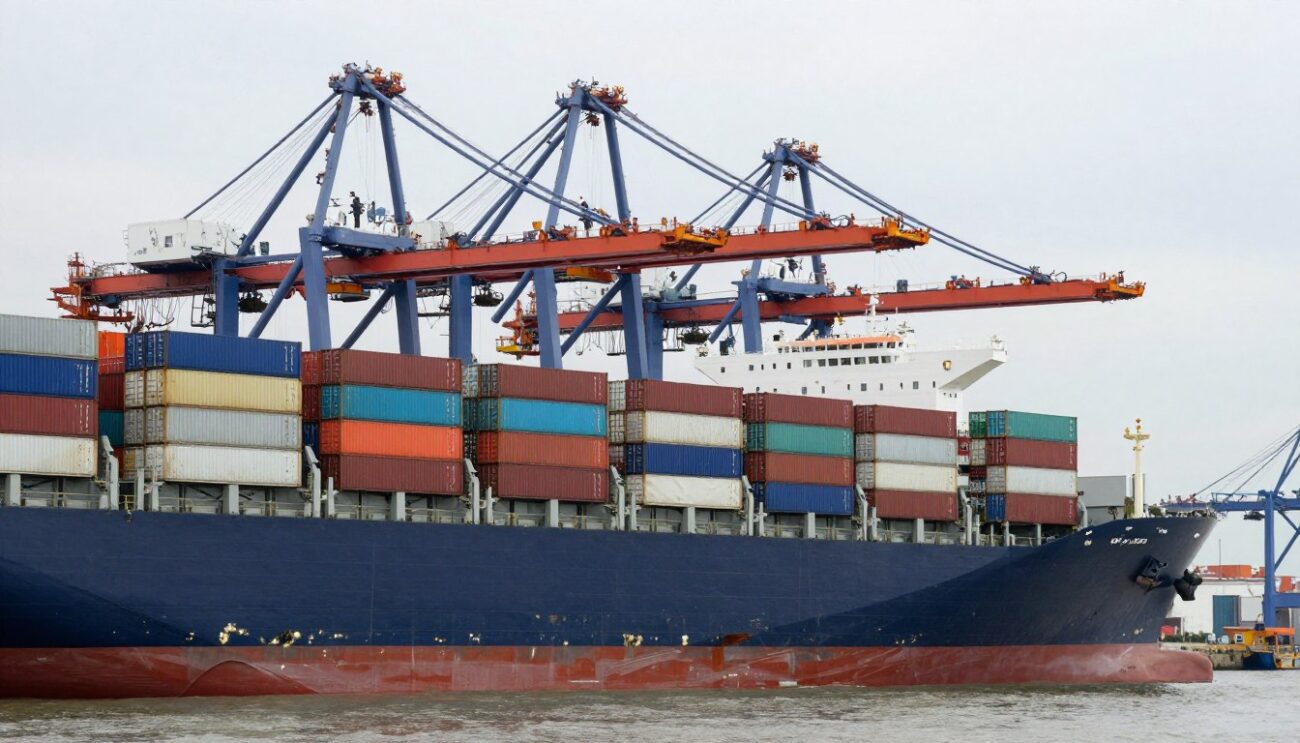 Container ship loading Pepsi wholesale cargo for UAE distribution
