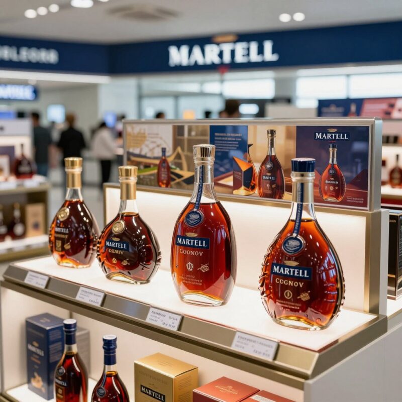 Cửa hàng miễn thuế trưng bày Martell Cognac