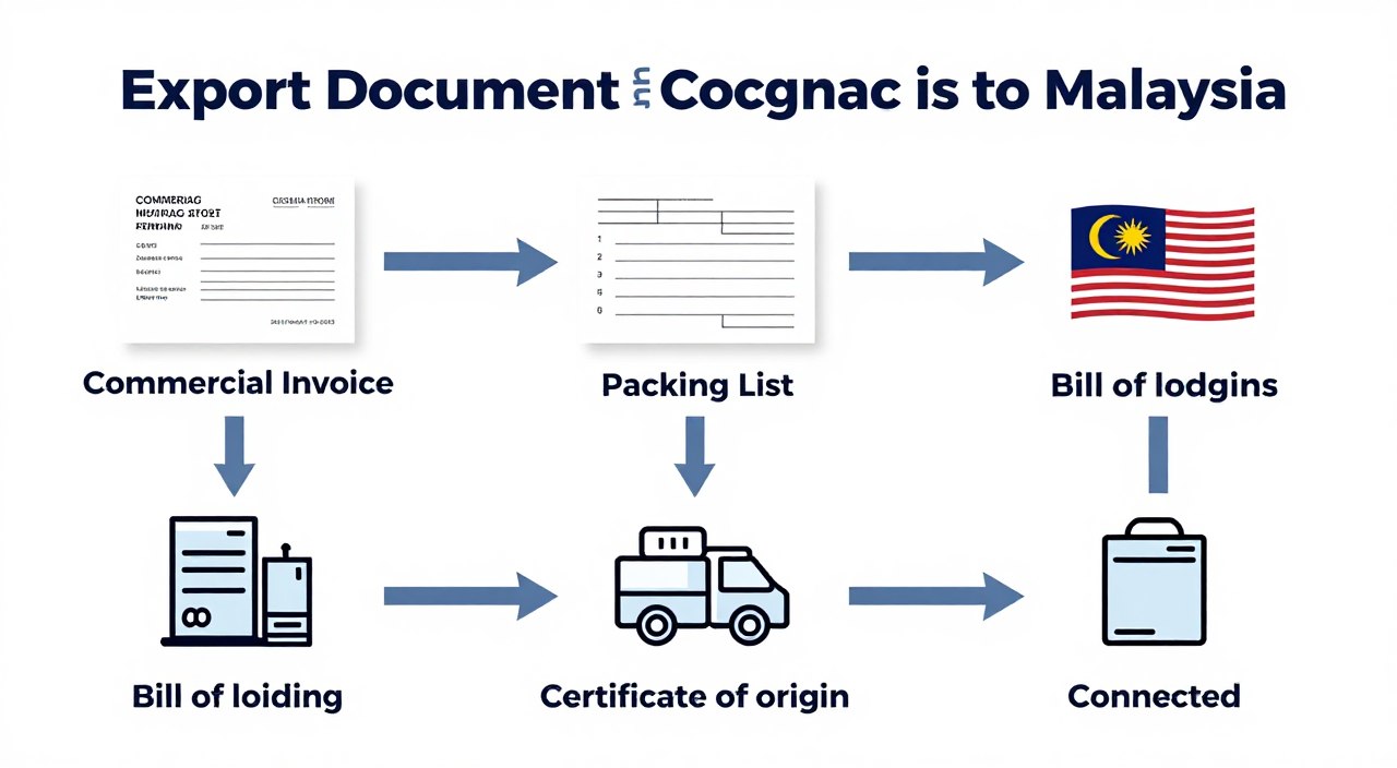 Export documentation workflow diagram for spirits import to Malaysia