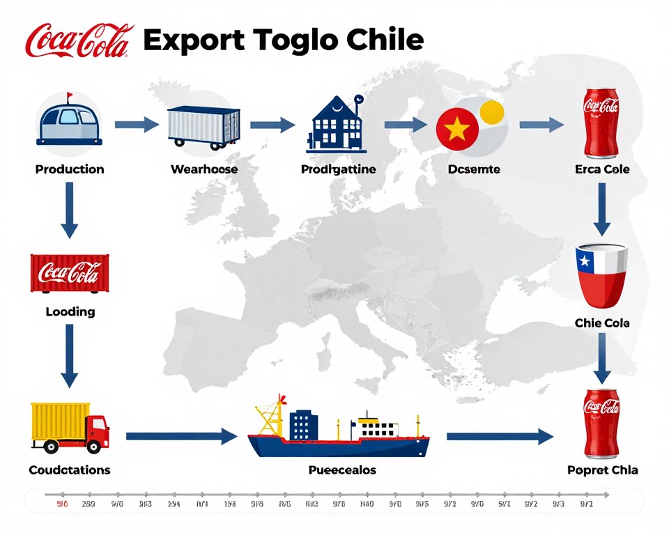Infografía sobre logística de exportación de Coca-Cola a Chile