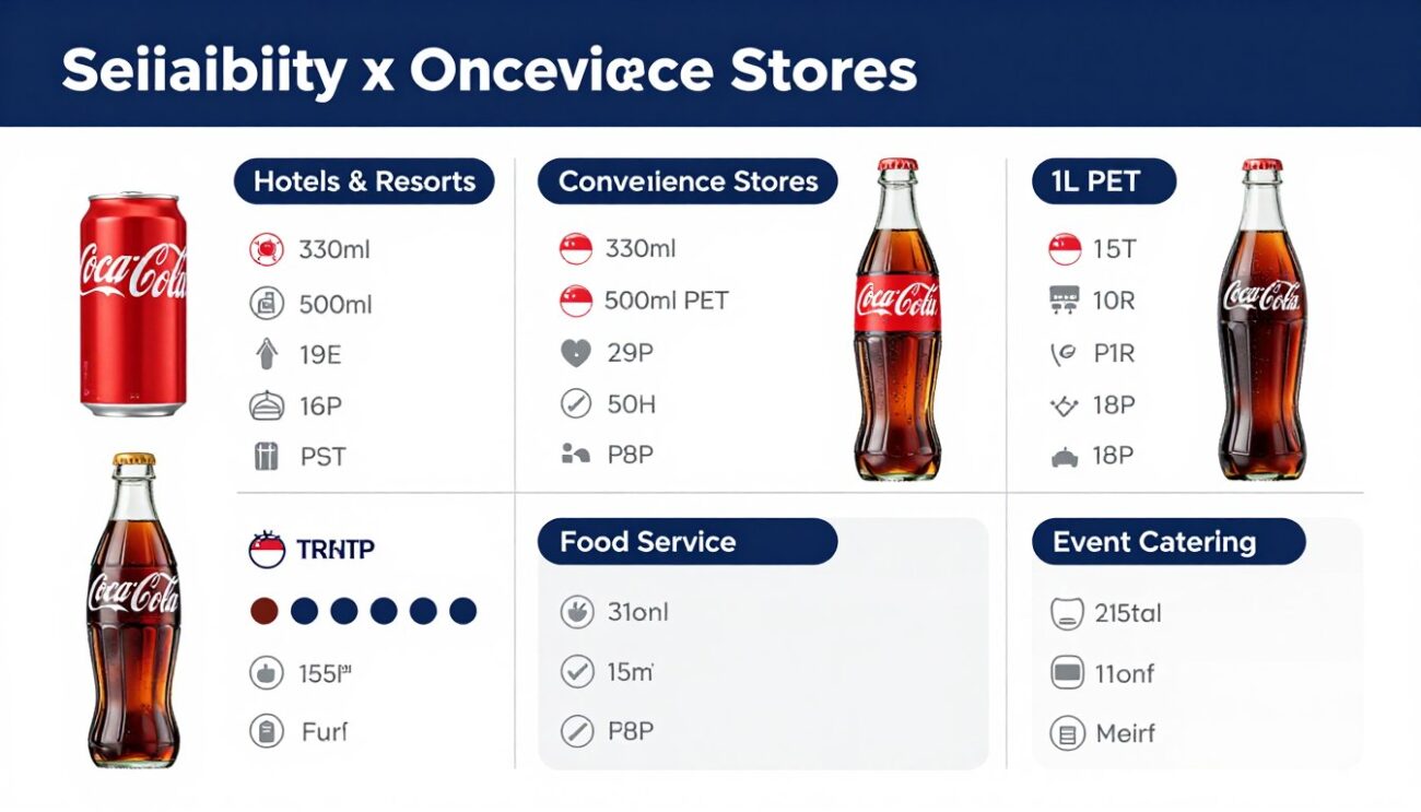Infographic comparing Coca-Cola format suitability for different Singapore distribution channels