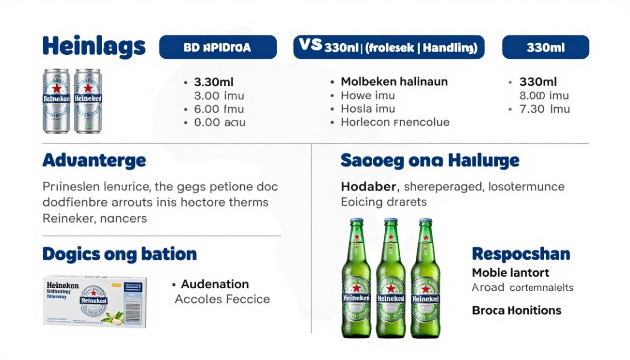 Infographic comparing Heineken 330ml cans vs 330ml bottles for wholesale distribution in Africa