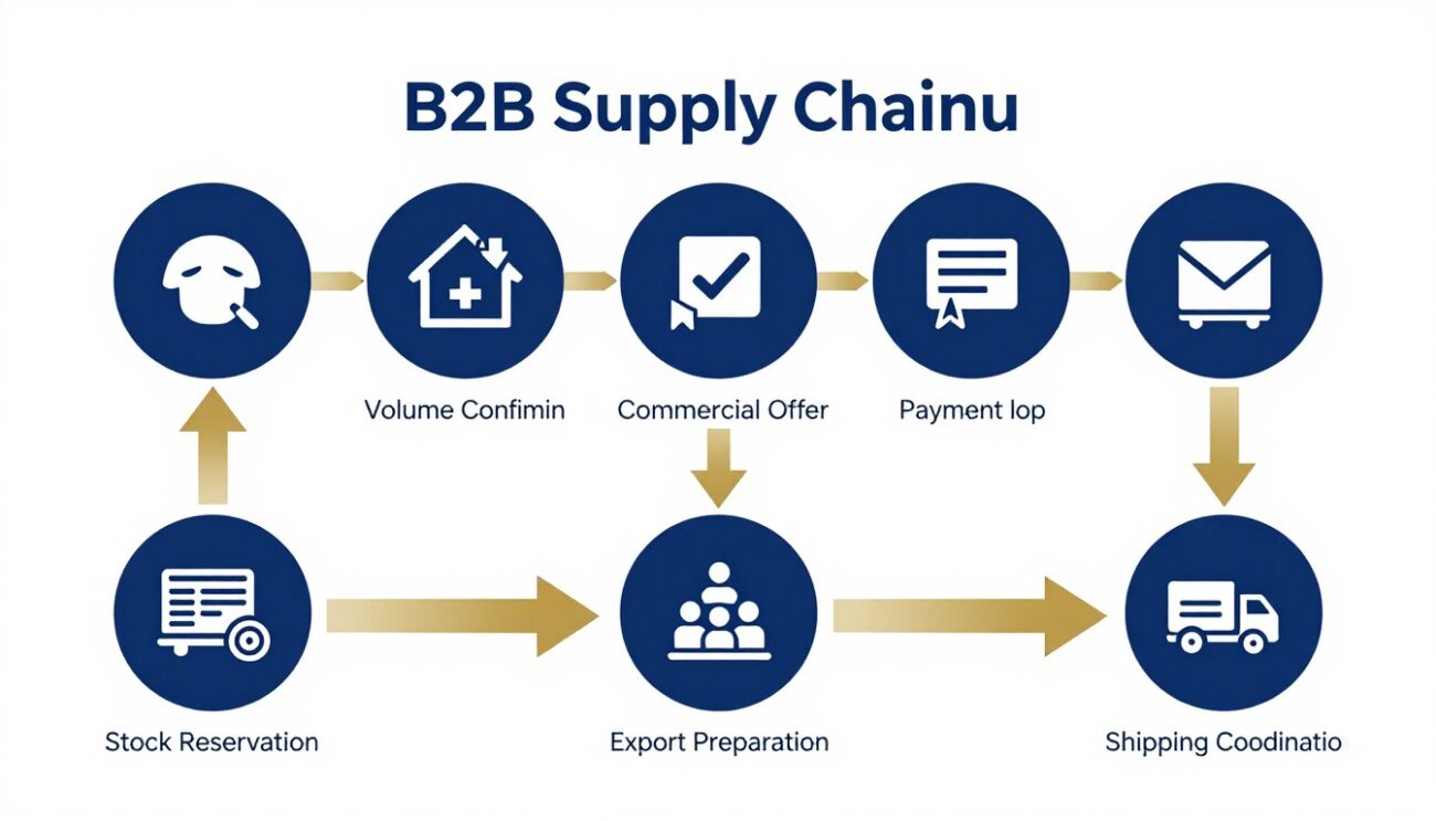 Infographic showing Hennessy XO supply coordination process from inquiry to delivery