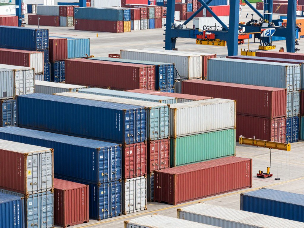 International shipping containers at export facility