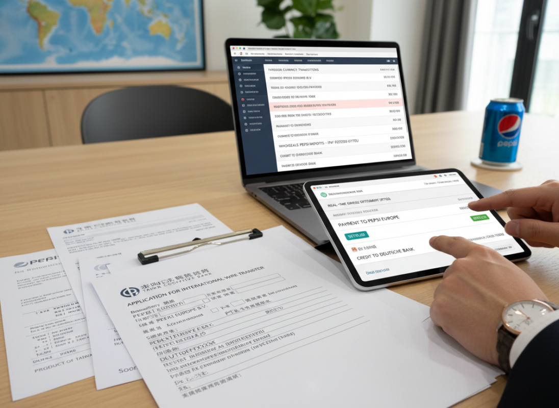 International wire transfer process for Taiwan Pepsi importers