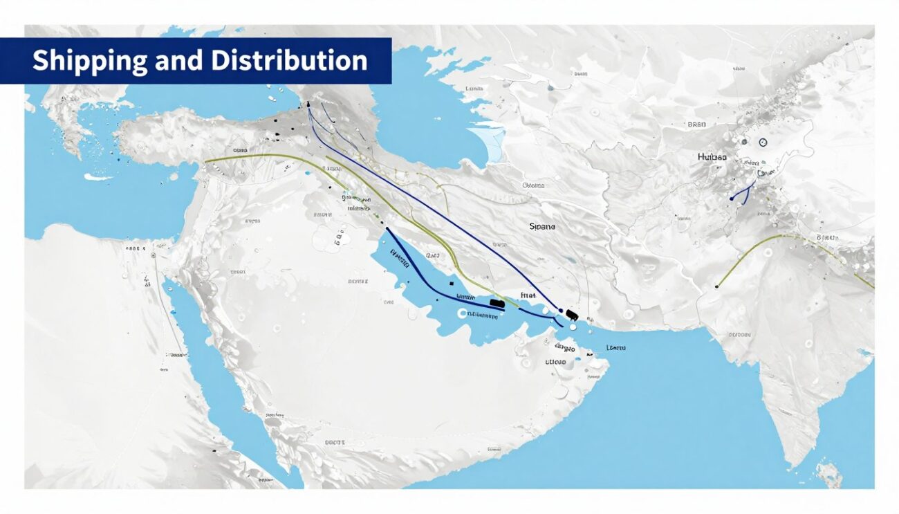 Logistics map showing Pepsi wholesale distribution routes from UAE to Middle East